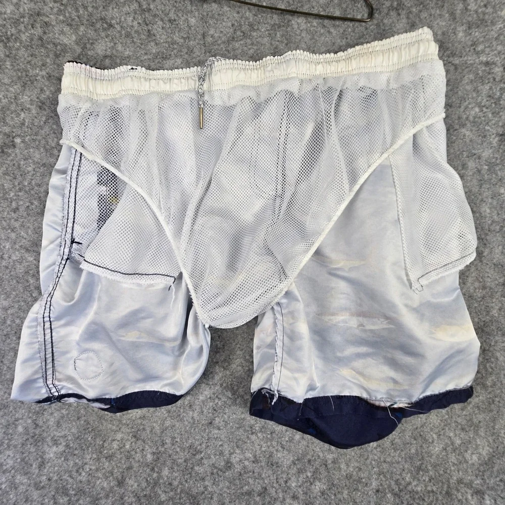 Spicy Tuna Swim‎ Trunks Men 2XL Navy Blue Marlin Print Elastic Waist Beachwear